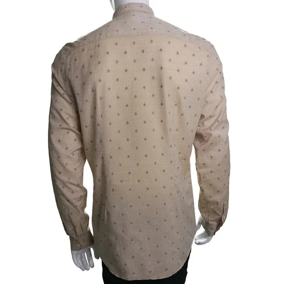 Prada Button Up Shirt SS17 Stretch Cotton Poplin Geometric Archive Men's 42 16.5